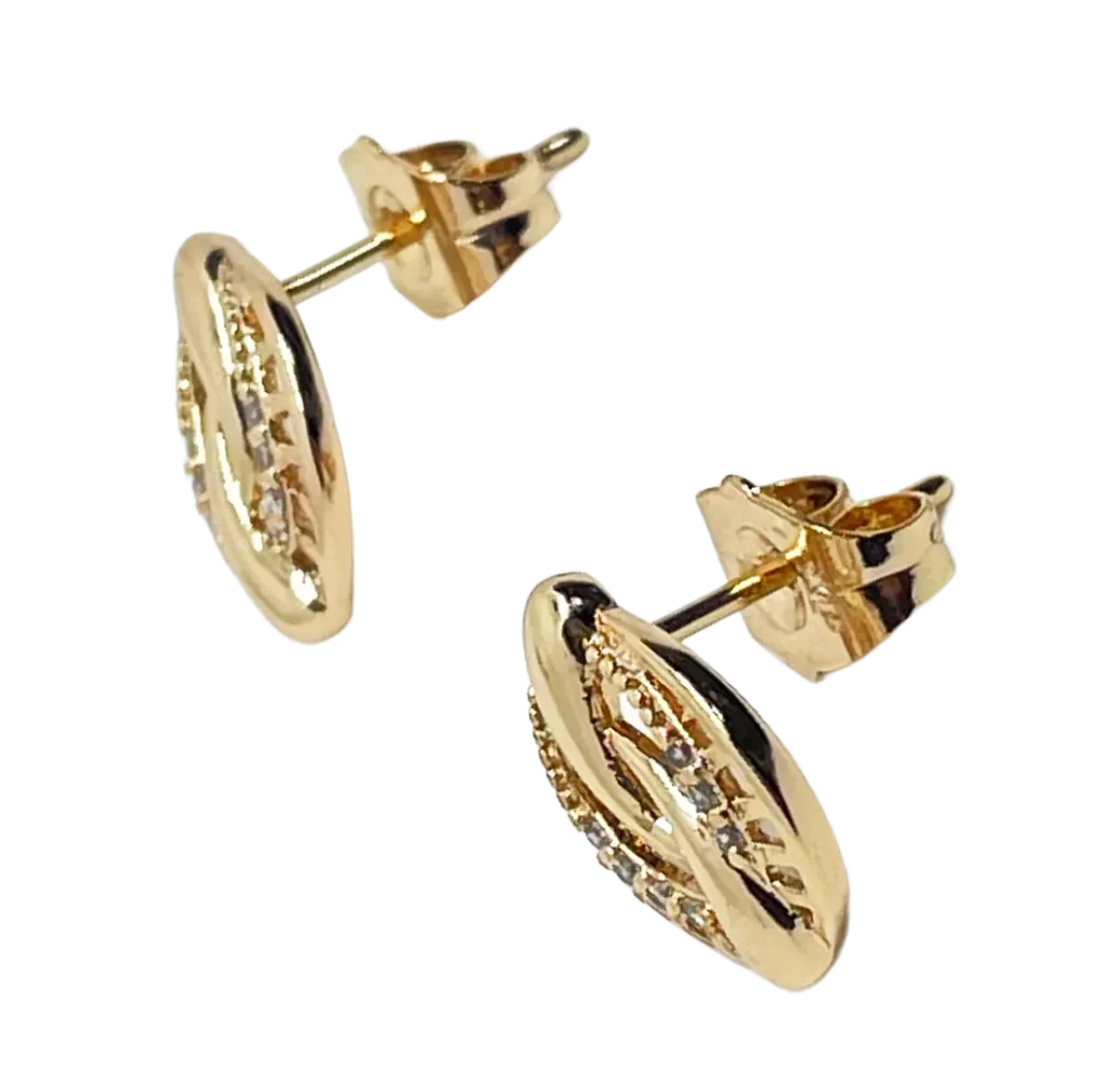 Aretes dorados de rodio con brillantitos-gallery-0
