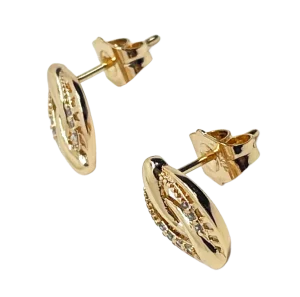 Aretes dorados de rodio con brillantitos-gallery-0