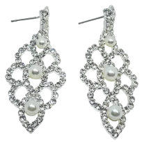 Aretes de Brillantitos Plateados con Perlas-gallery-0