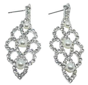 Aretes de Brillantitos Plateados con Perlas-gallery-0