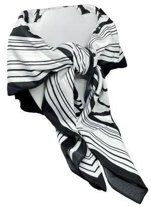 Pañuelo cuadrado blanco con negro