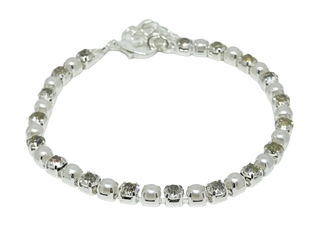Pulsera con brillantitos y perlas