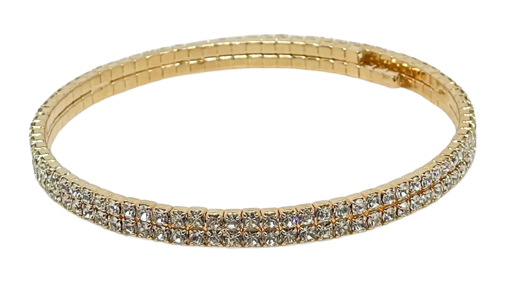 Pulsera dorada flexible con brillantitos-gallery-0