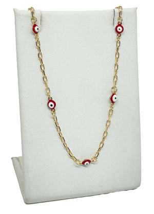 Cadena dorado con rojo x 44 cm L. de ojo turco