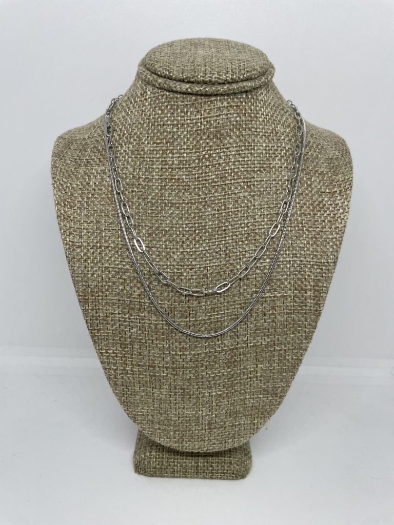 Collar de 2 hilos en plateado