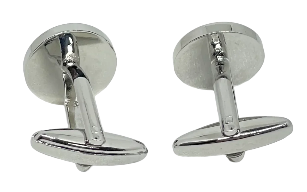 Mancuernillas plateadas con negro de metal-gallery-1