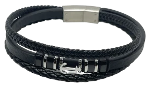 Pulsera Negra de cuerina 3 hilos