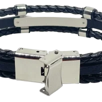 Pulsera negra de cuerina 3 hilos-gallery-0