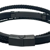 Pulsera negra de cuerina 4 hilos-gallery-0