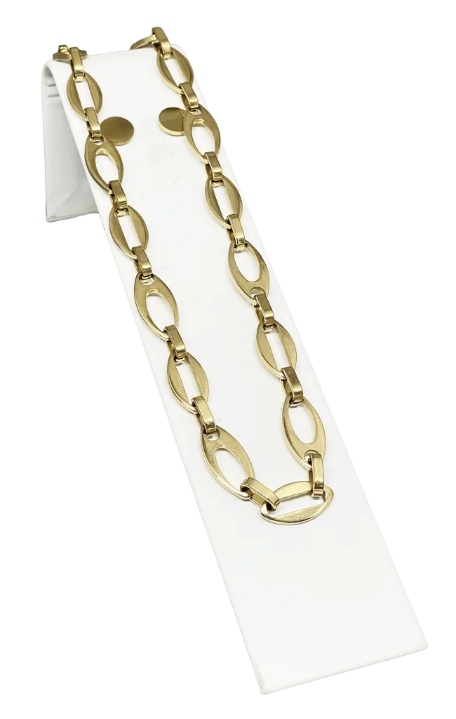 Set de collar y aretes dorado de acero inoxidable