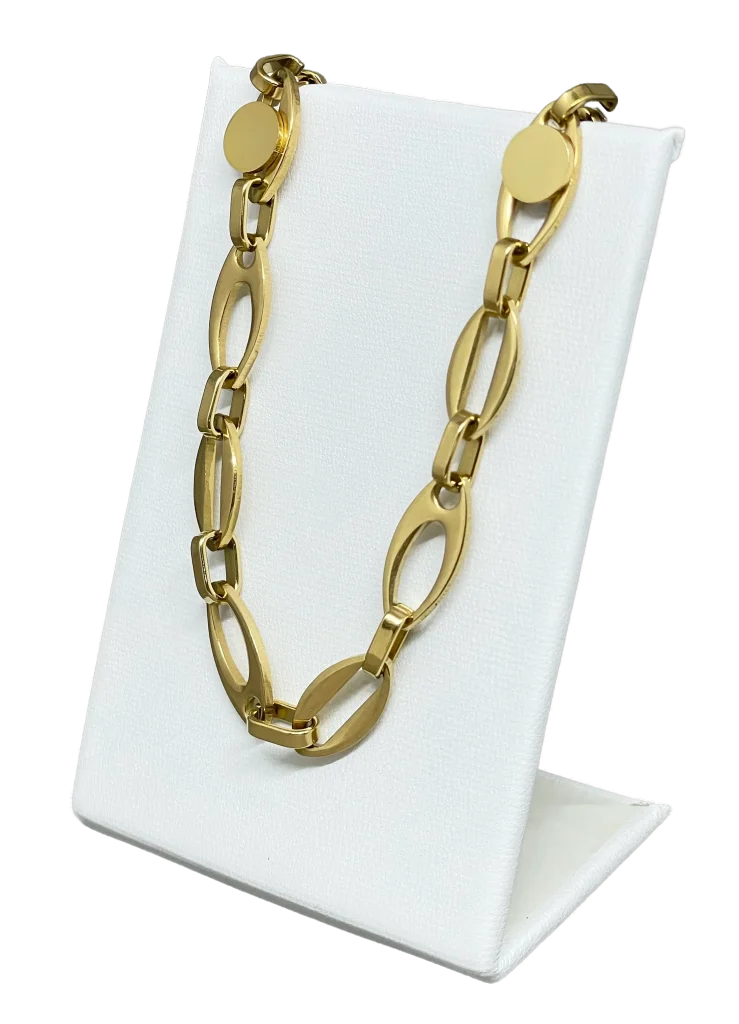 Set de collar y aretes dorado de acero inoxidable-gallery-0