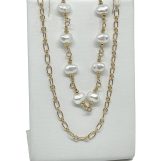 Collar dorado de 2 hilos con perlas