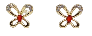 Aretes dorados de rodio con brillantitos