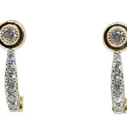 Aretes dorados de rodio con brillantitos