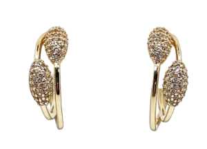 Aretes dorados de rodio con brillantitos