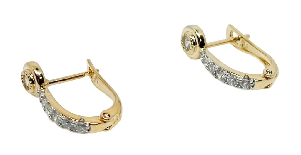 Aretes dorados de rodio con brillantitos-gallery-1