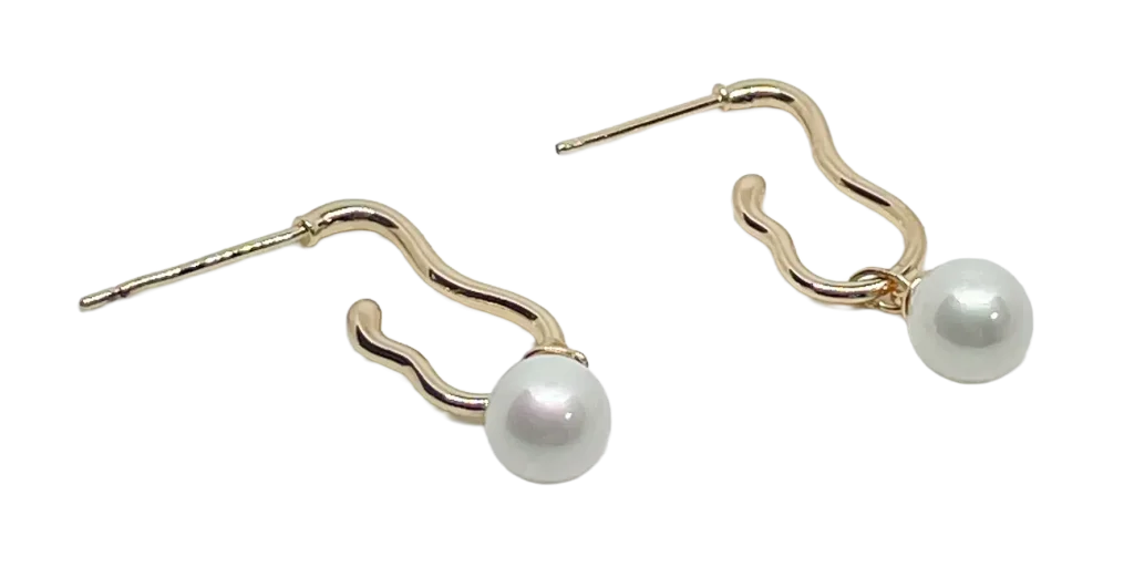 Aretes dorados de rodio con perla-gallery-0