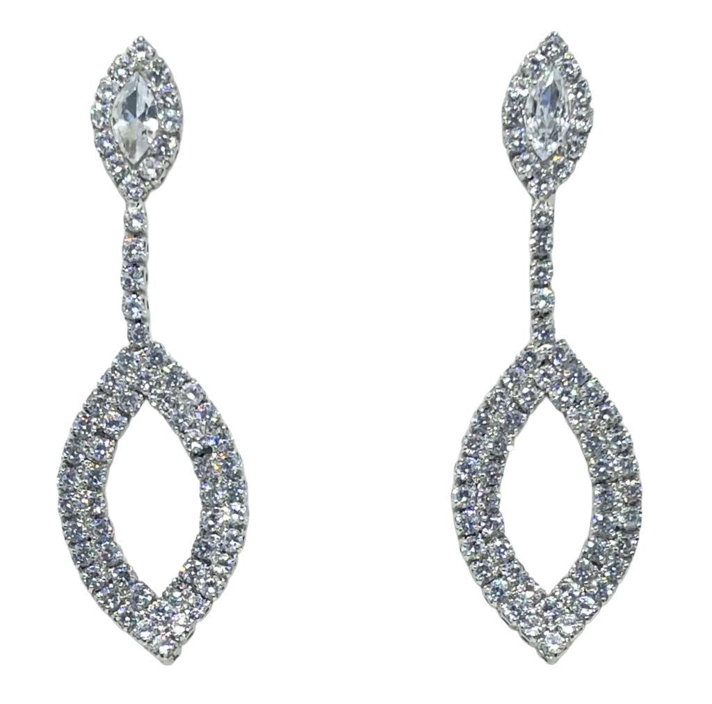 Aretes plateados de metal con brillantitos-gallery-0