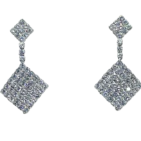 Aretes plateados de metal con brillantitos -gallery-0