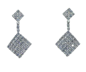 Aretes plateados de metal con brillantitos -gallery-0