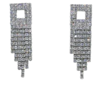 Aretes plateados de metal con brillantitos-gallery-0