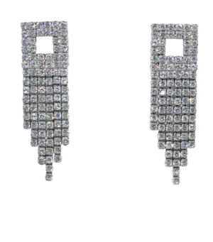 Aretes plateados de metal con brillantitos-gallery-0