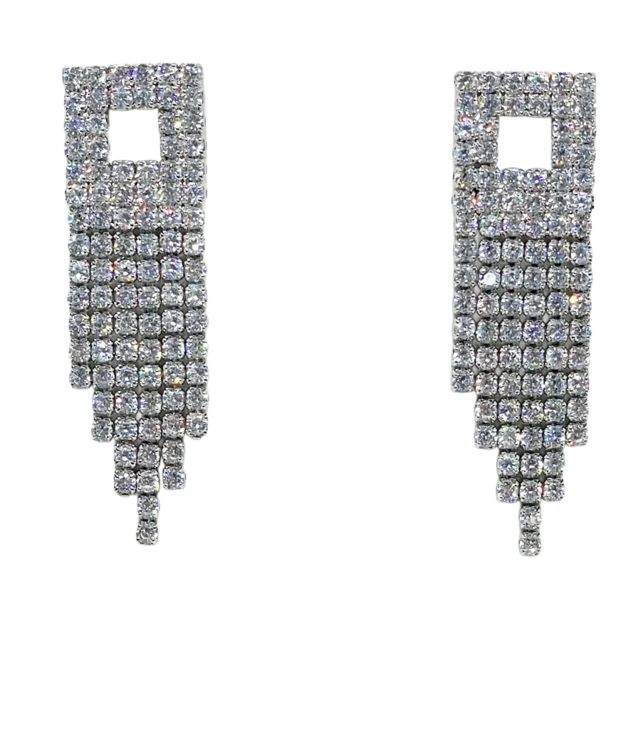 Aretes plateados de metal con brillantitos-gallery-0