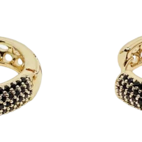 Argollas de rodio con brillantitos negros