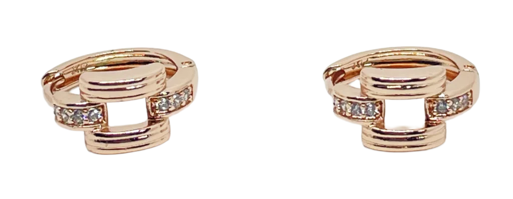 Argollas de rodio gold rose con brillantitos