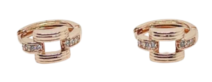 Argollas de rodio gold rose con brillantitos