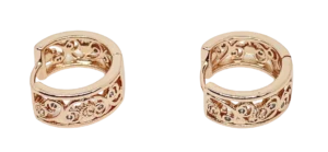 Argollas de rodio gold rose  con brillantitos
