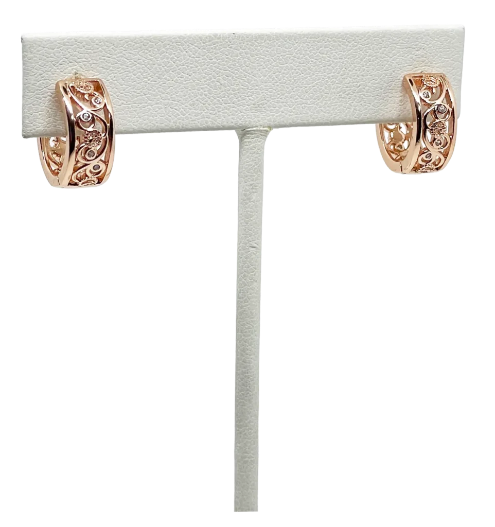 Argollas de rodio gold rose  con brillantitos-gallery-0