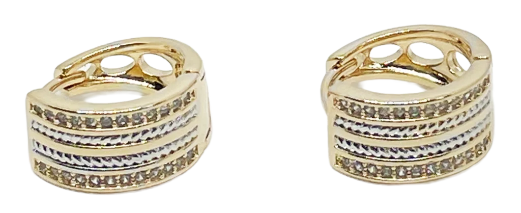Argollas doradas de rodio con brillantitos