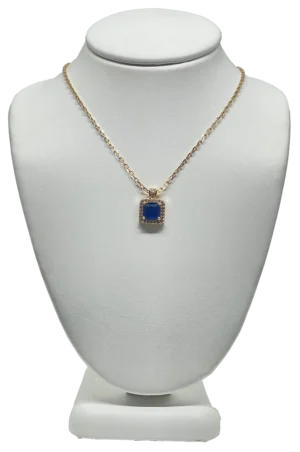 Cadena dorada de rodio con dije azul-gallery-0