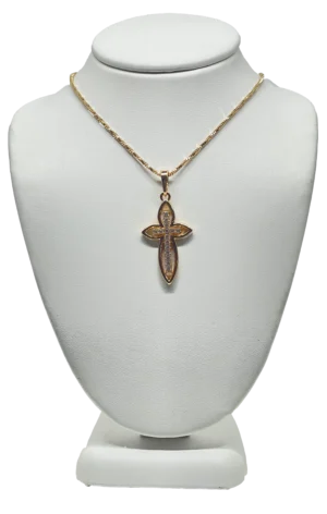 Cadena dorada de rodio con dije de cruz de brilantitos-gallery-0