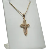 Cadena dorada de rodio con dije de cruz de brilantitos