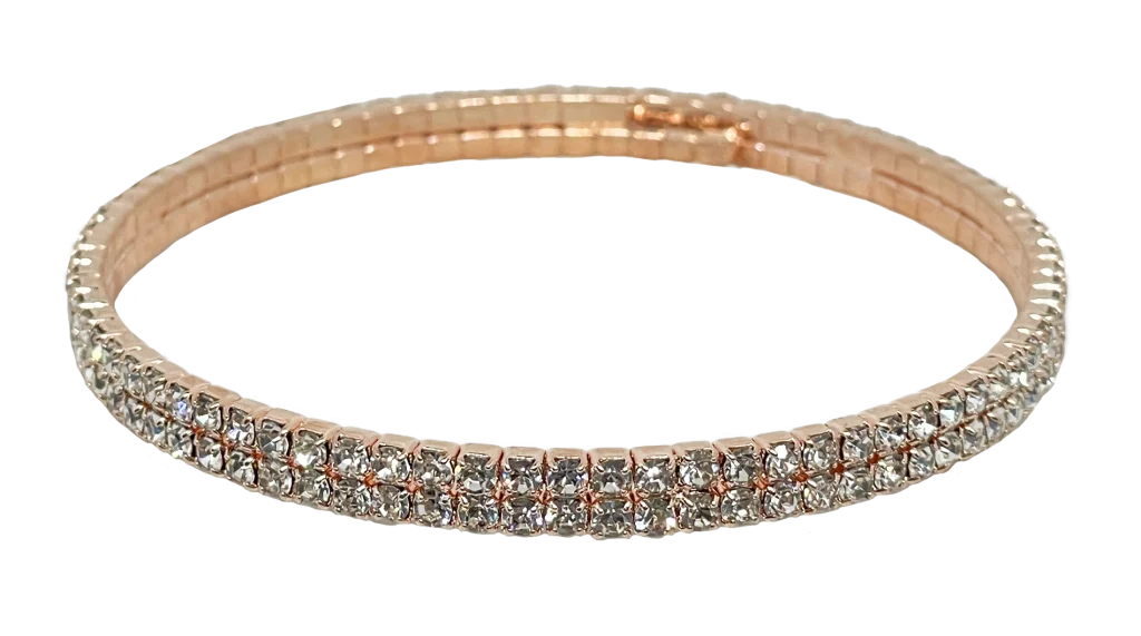 Pulsera Gold rose flexible con brillantitos
