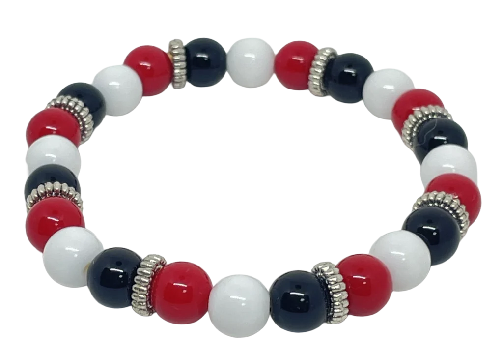 Pulsera con negro-blanco-rojo plástica