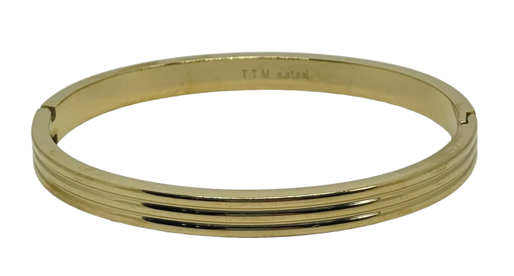 Pulsera de aro dorada de acero inoxidable brillante