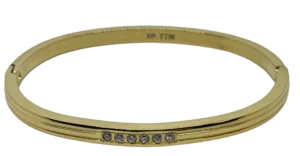 Pulsera de aro dorada de acero inoxidable con brillantitos