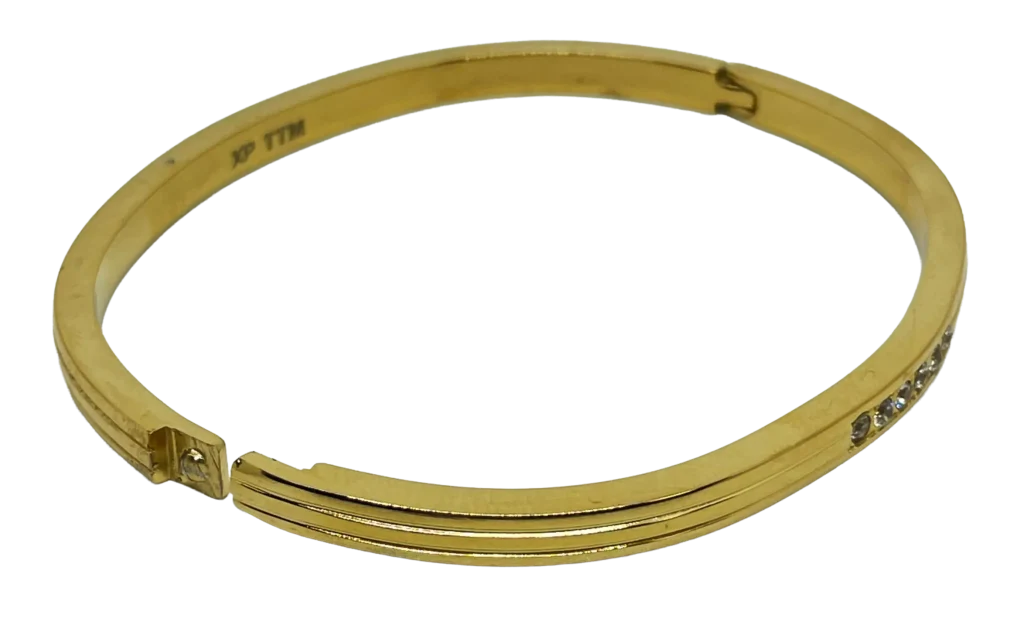 Pulsera de aro dorada de acero inoxidable con brillantitos-gallery-0