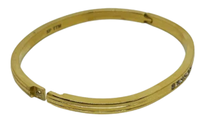 Pulsera de aro dorada de acero inoxidable con brillantitos-gallery-0