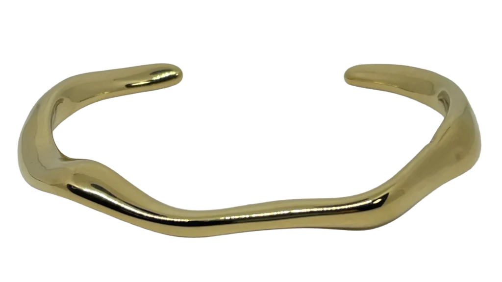 Pulsera de aro dorada de acero inoxidable ondulada