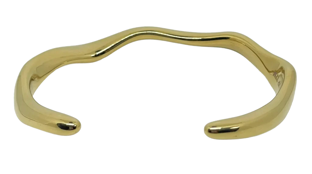 Pulsera de aro dorada de acero inoxidable ondulada-gallery-0
