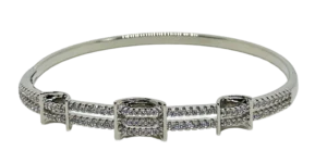 Pulsera de aro plateada de rodio con brillantitos