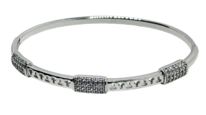 Pulsera de aro plateada de rodio con brillantitos