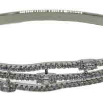 Pulsera de aro plateada de rodio con brillantitos de 3 filas