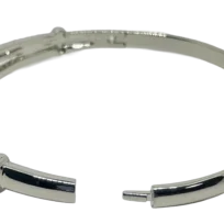 Pulsera de aro plateada de rodio con brillantitos de 3 filas-gallery-0