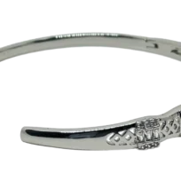 Pulsera de aro plateada de rodio con brillantitos y cuadros-gallery-0