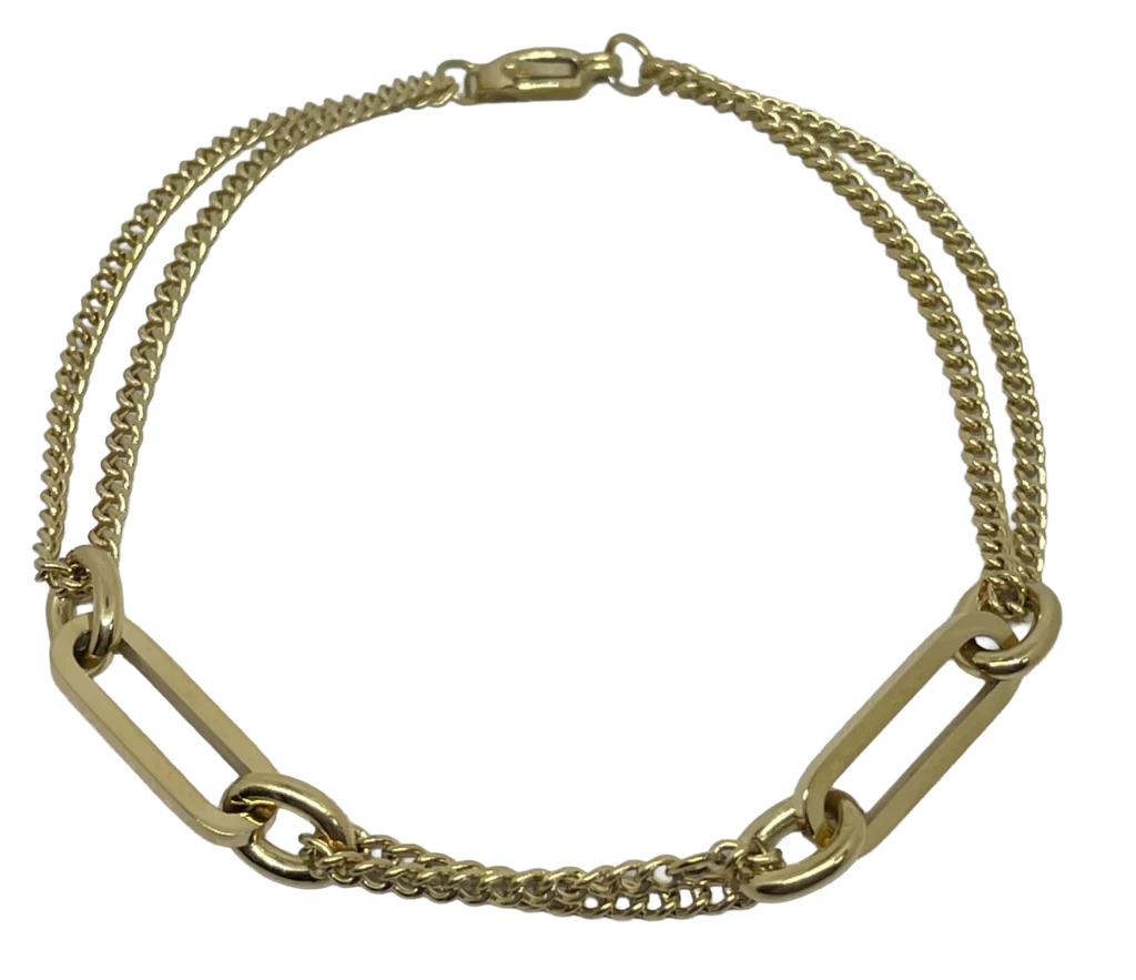 Pulsera dorada de acero inoxidable con eslabones